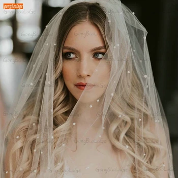 CALIENTE PRECIO ❤️ Velo de novia blanco de 2020 metros de largo, velo de novia suave con perla de 0,75 metros con peine, tul de dos capas, accesorios de boda de color marfil - discount item 12% OFF Bodas y eventos