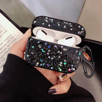 

Bling Earphone Case for Airpords Pro Stars Glitter Case for Apple Airpods 3 Pro Protective Cover for Earbuds With Hook