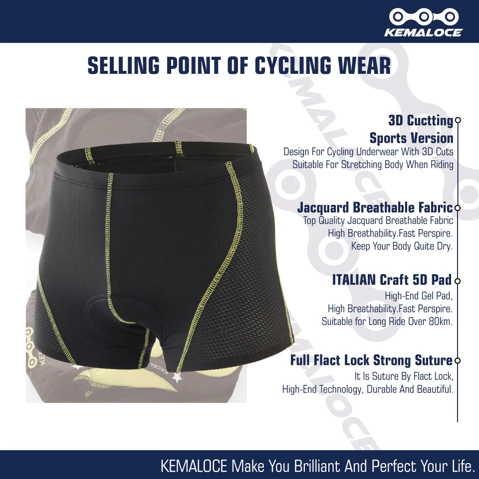 KEMALOCE Cycling Shorts 2023 5D Gel Pad Cycling Underwear Pro