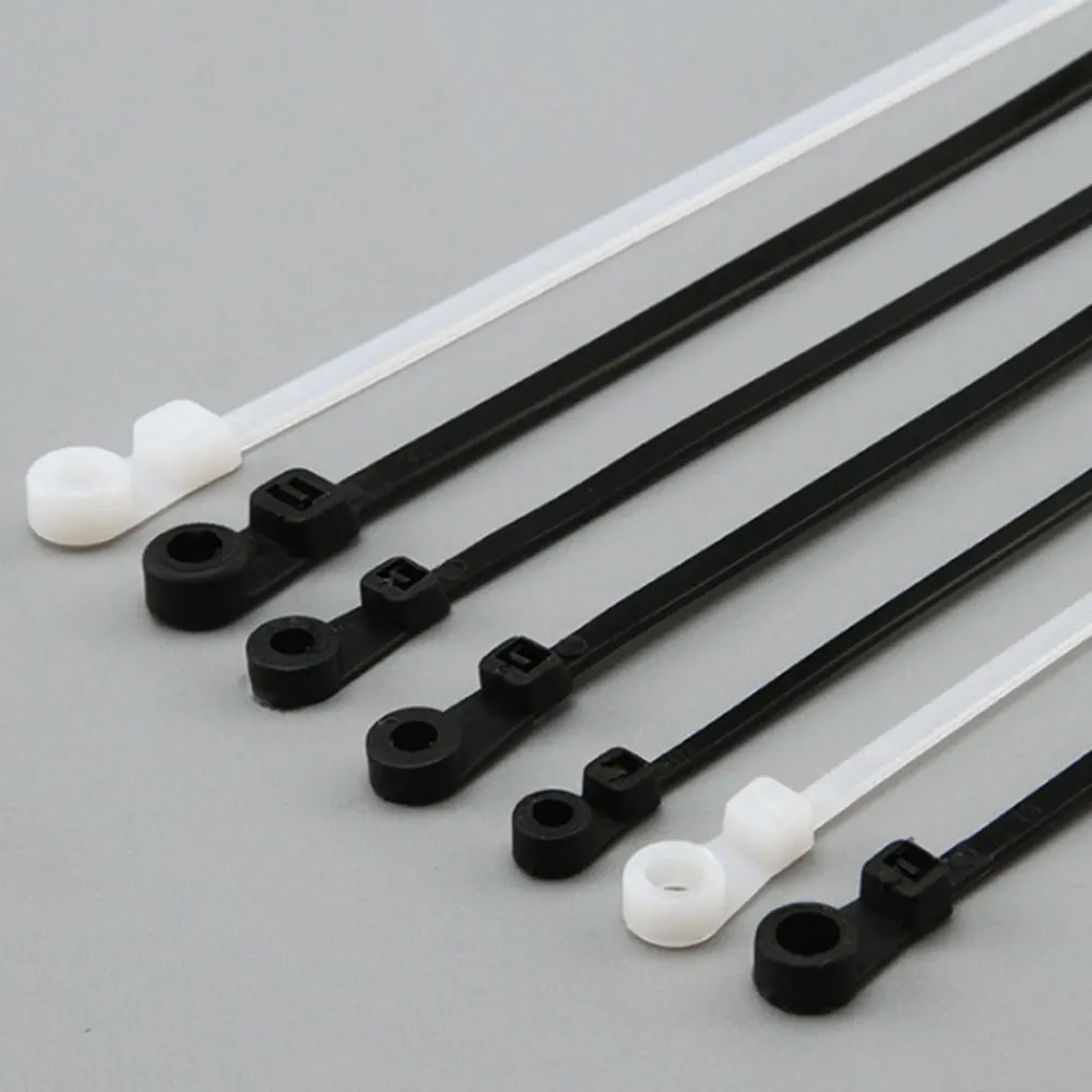 Black/ White Screw Mount Cable Ties Various Sizes Car Chassis Body Zip