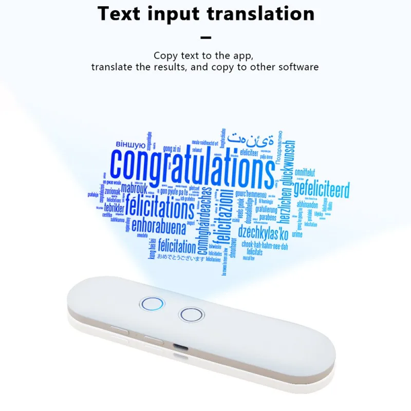 Двухсторонний легкий высококлассный умный голосовой переводчик портативный Bluetooth 40+ язык s Мгновенный переводчик языка в реальном времени