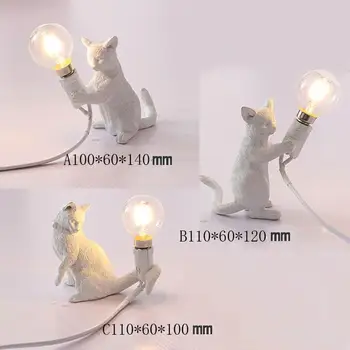 

Resin Cat Lamp Black White Table Lamp Home Deco Desk Lamp Study Beside Lamp Living Lamp Table Lights Bed Lamp Bed Room LED Bulbs
