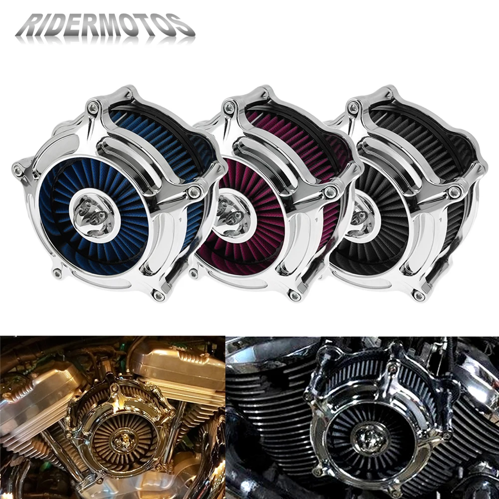 

Motorcycle CNC Chrome Air Cleaner Intake Filter Aluminum For Harley Sportster XL883 XL1200 Dyna Street Bob Touring FLHR Softail
