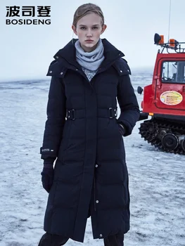 

BOSIDENG 2019 new women's winter large real ful collar velvet down jacket hooded long coat extremely coldB90142804V