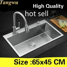 Квартира кухня ручная раковина одинарная мойка сделать блюда 304 нержавеющая сталь Горячая 65x45 см