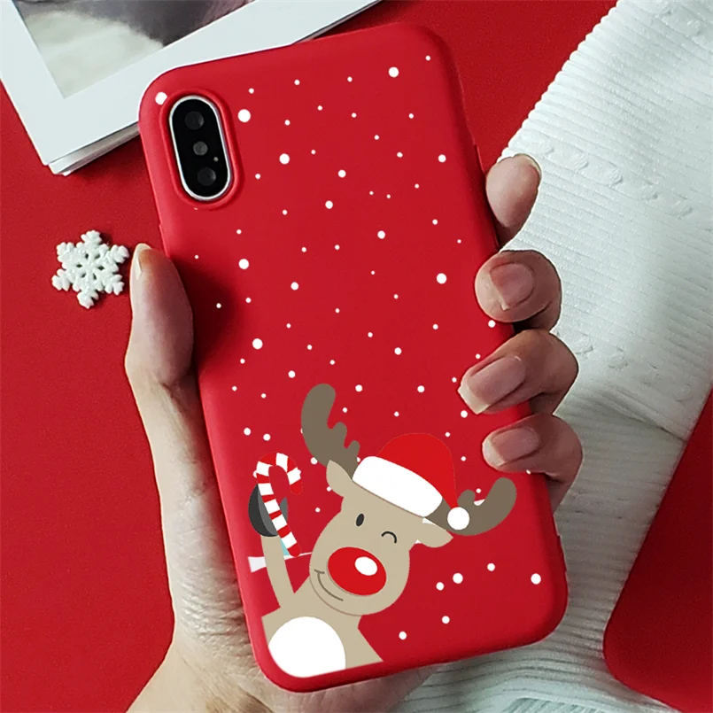 sd1lu1go Красный матовый Рождественский Мягкий ТПУ чехол s для iPhone 7 8 6 6S Plus 10 11 Pro XS Max X XR XS чехол для iPhone 7 Plus чехол для телефона - Цвет: sd1lu1go
