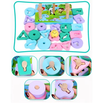 

Kid Montessori Toys Wooden Educational Toys for Children Early Learning Exercise Hands-on ability Geometric Shapes Matching Game