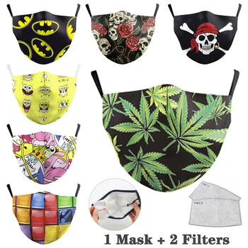 

Mascarillas Cute Face Mask Cotton Printed Masks Protective PM 2.5 Activated Carbon Adult Unisex Washable Reusable Facemask