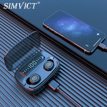 

Simvict G5 TWS 5.0 Bluetooth Earphones In-ear Earbuds Wireless Headphone Stereo Bass Headset LED Phone Holder 2800mAh Power Bank
