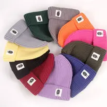 Ретро ребристые с манжетами короткие дыни шляпа мужская вязаная шапка бини шапка Skullies бини женские отпечатки пальцев череп Кепка