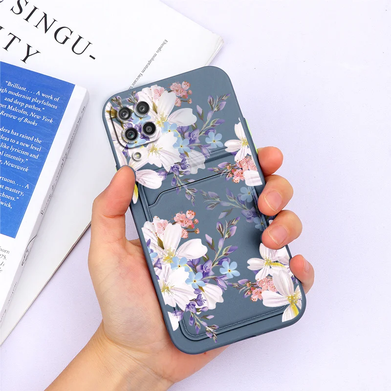 For Samsung Galaxy A12 Case Wallet Card Slot Holder Phone Cover Silicone Soft TPU Back Cases For Samsung A 12 6.5'' Flower Couqe silicone cover with s pen Cases For Samsung