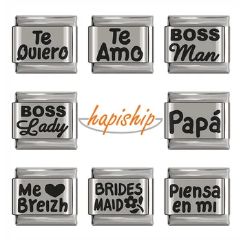 

Hapiship New 2020 Original Daisy Letter Spanish Language Charm Fit 9mm Width Bracelet Stainless Steel DIY Making Jewelry DJ265