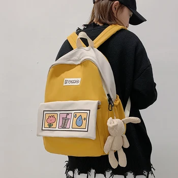 

New Nylon Waterproof School Backpack Cute Primary School Book Bags for Teenage Girls Nylon Send Pendant Multi Pocket Mochilas