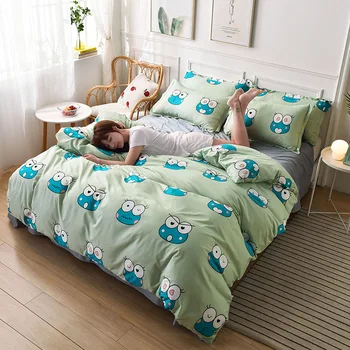 

Bed Sheet Quilt Cover Pillow Case 4Pcs Home Textile Products Set Home Soft Comfortable Cute Fresh Printing