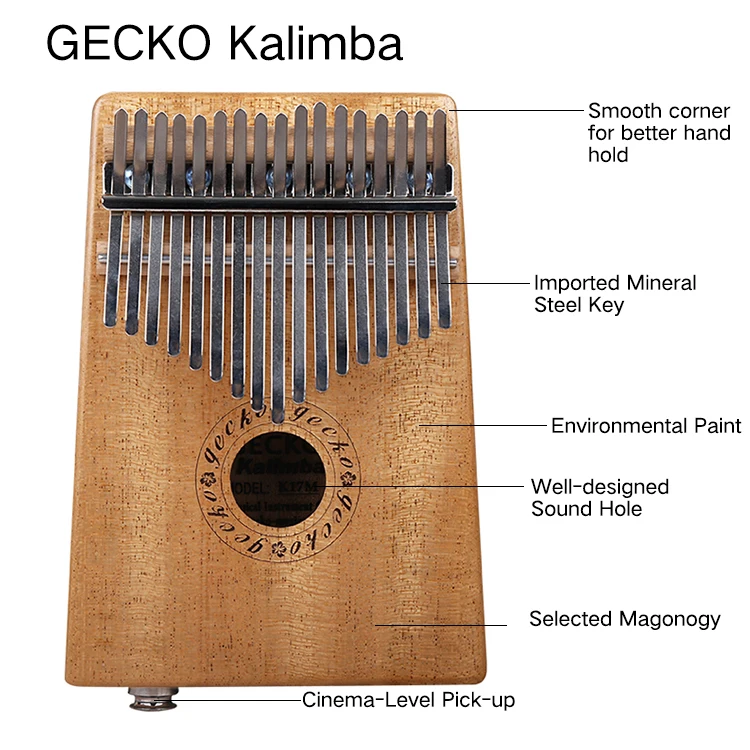 GECKO K17MEQ 17 клавиш Kalimba большой палец пианино Mbira перкуссионная клавиатура Marimba деревянные музыкальные инструменты с чехол для переноски