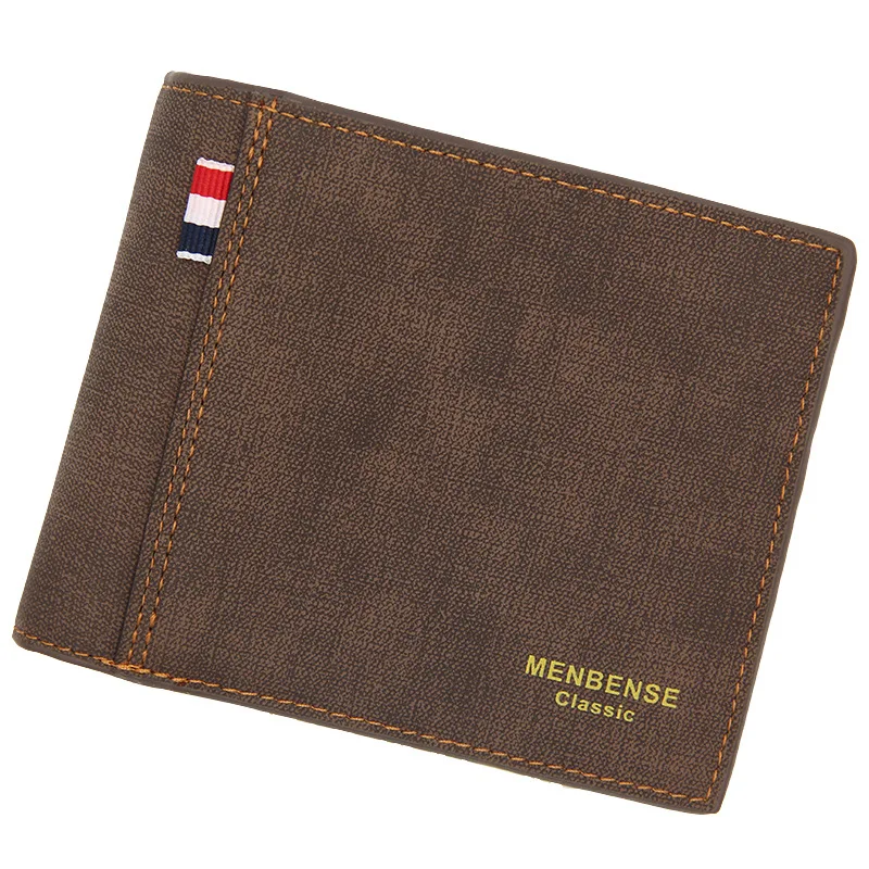 New frosted leather men's wallet short, large capacity, fashionable and retro Business Wallet