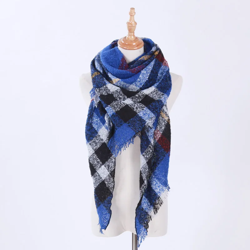 YRRETY Acrylic Scarf Knitted Spring Winter Women Winter Thick Scarf Ladies Scarves Plaid Pashmina Cashmere Shawl Hair Pashminas
