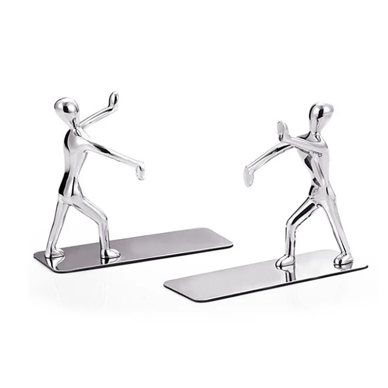 

Wholesale Creative Table Metal Zinc Alloy Bookends Hand Push Bookend Kung Fu Book Stand Decoration Soft Loading Decoration