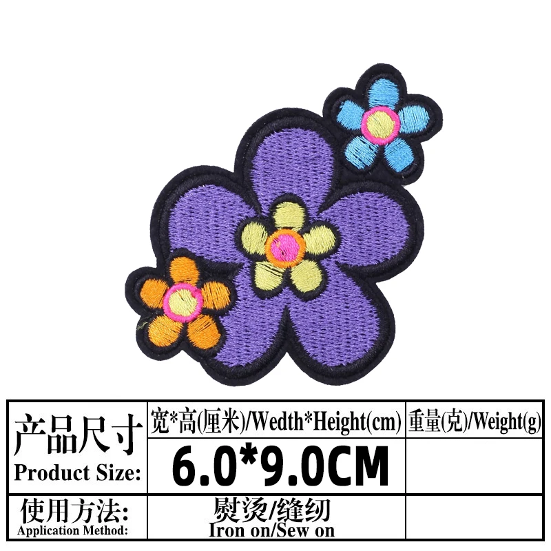 Flower Embroidered Patches for Clothing Thermoadhesive Badges Patch Thermal Stickers for Fabric Clothes Appliques Decoration