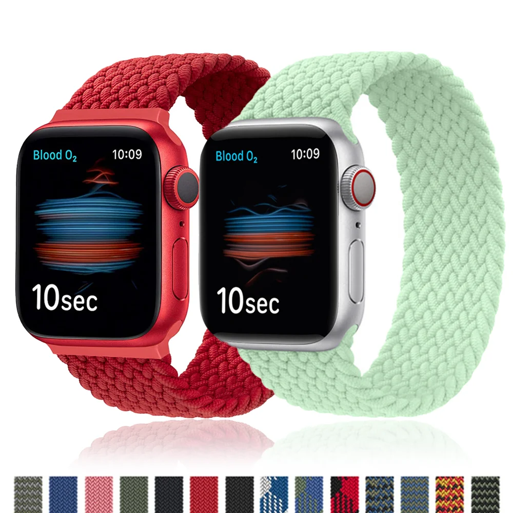 Trenzado Solo lazo correa de reloj Apple watch banda 44mm 40mm 38mm 42mm, tela de Nylon Correa pulsera serie de correas para iWatch 6 5 4 3 SE 42mm