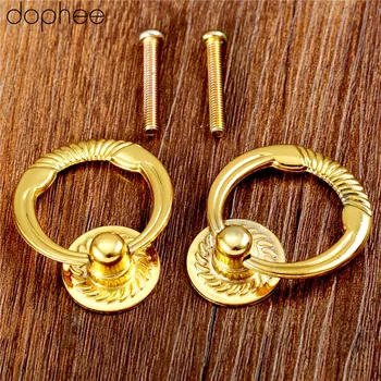 

2Pcs 47*38 Antique Gold Cabinet Knob and Handle Vintage Furniture Handle Door Cabinet Drawer Knob Ring Pull Handle for Furniture