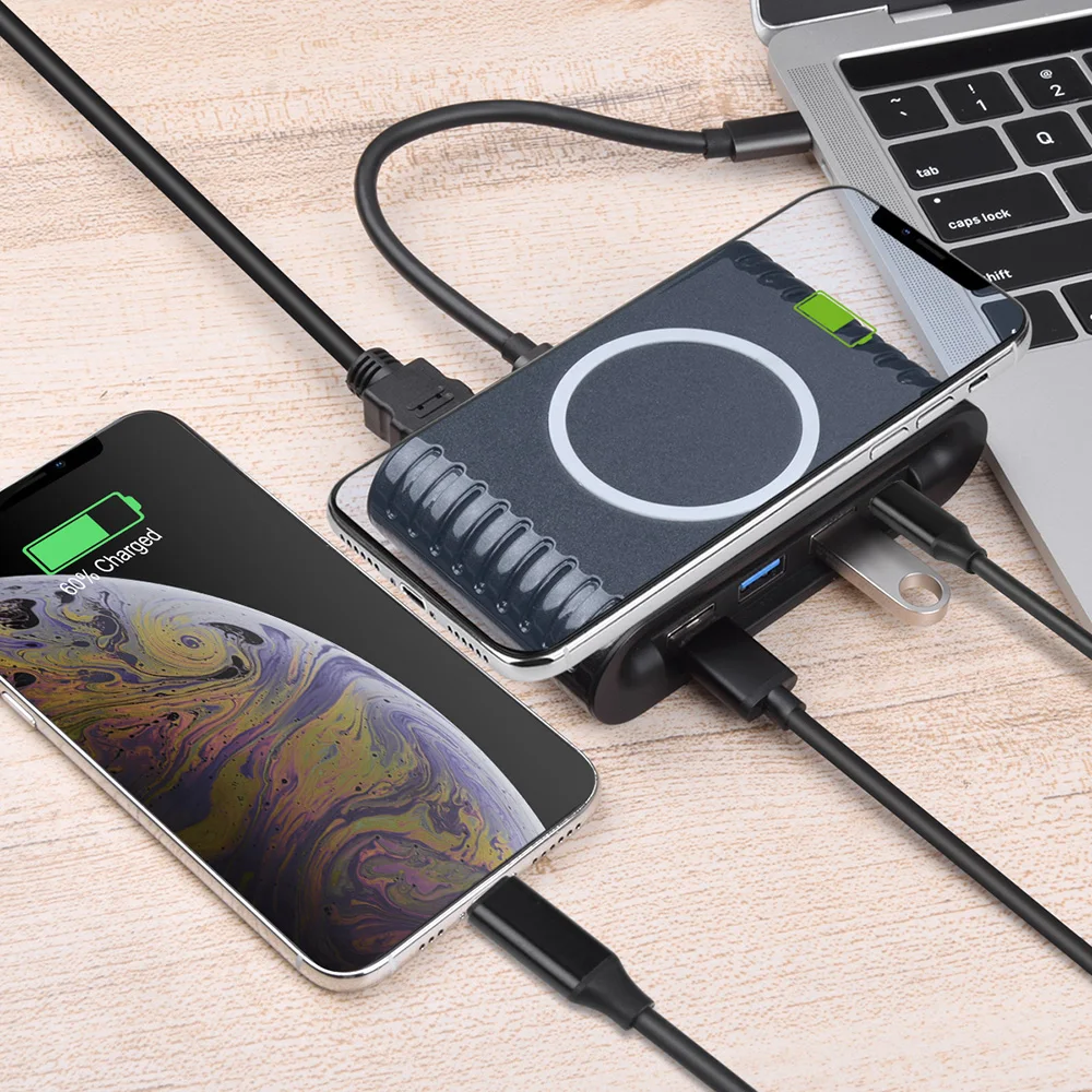 USB-C концентратор адаптер для высокой четкости USB3.0 TF кард-ридер Поддержка PD/проводной зарядки usb type-c док-станция
