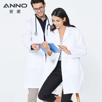 

ANNO White Lab Coat Doctor Uniform for Women Men Outfit Outwear Medical Clothing Long Sleeve Hospital Scrubs Suit