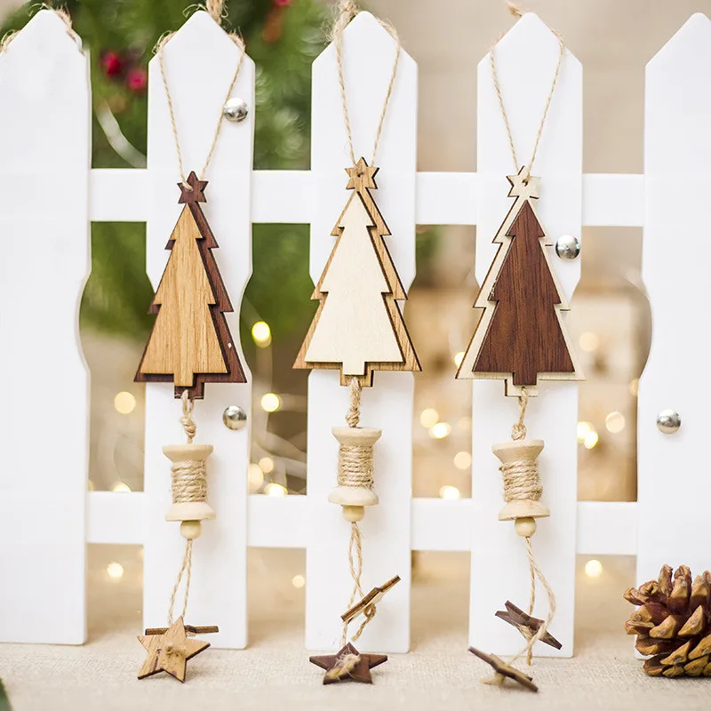 ETya деревянное ремесло Рождественская елка Декор подвесной кулон в форме колокольчика Снежинка дом орнамент рождественские украшения для дома Рождественские Вечерние