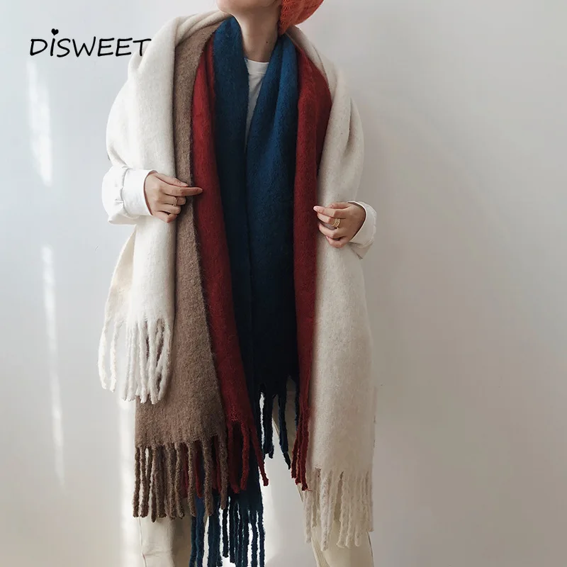 Get Special Offer Korean Thick Mohair Scarf Woman Fashion Fringed Warm Winter Women's Scarf Simple Solid Color Warm H Get Special Offer Korean Thick Mohair Scarf Woman Fashion Fringed Warm Winter Women's Scarf Simple Solid Color Warm H