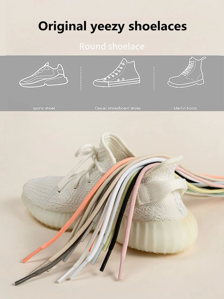 Yeezy cordones redondos para zapatillas de deporte, cordones deportes al aire libre, clásicos, Boost 350, 1 par, blancos|Cordones de zapatos| - AliExpress
