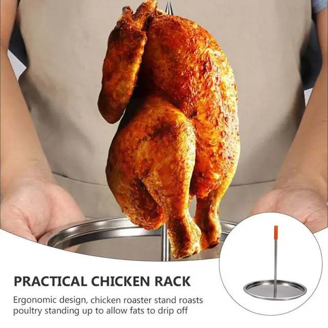 Acél Függőleges Nyárs Barbecue Tüskés Baromfi Fogas Húsállvány Bbq Pörkölés Brazil Tüskék Rack Grillezés Nyársa A7L1