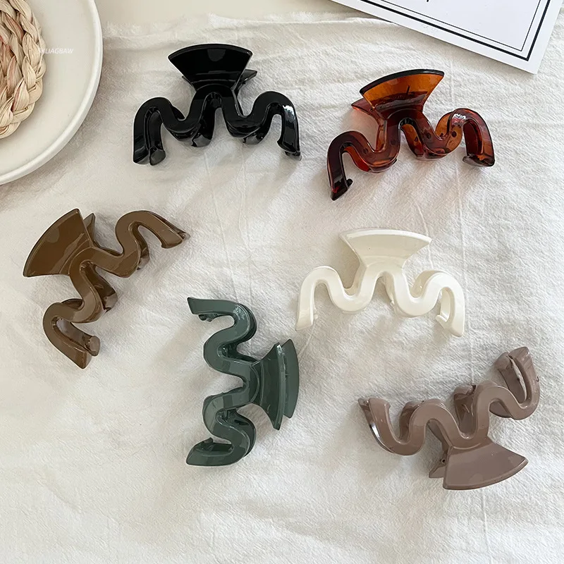 

Vintage Hair Clips for Women Claw Clip Colorful Solid Color Wave Shape Crab for Hair Girl Hair Clips Hair Accessories Hair Clips