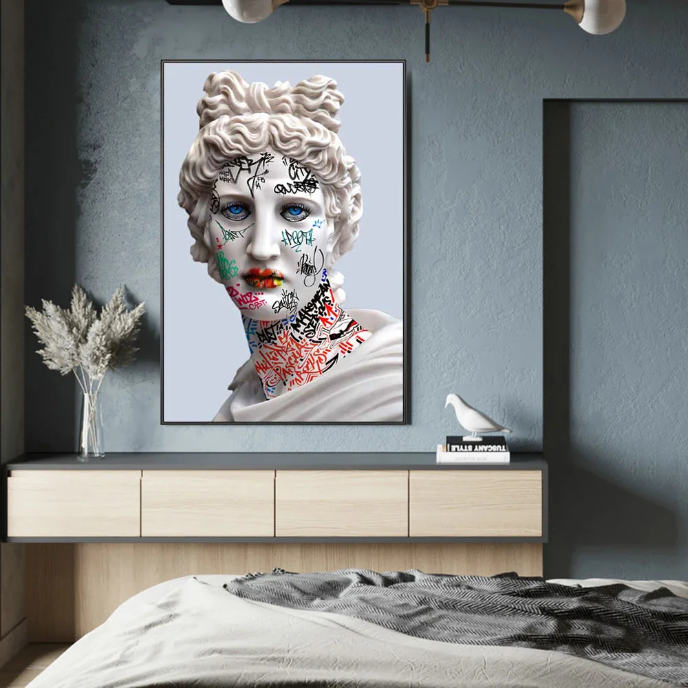 Modern Vaporwave Sculpture of Apollyon Graffiti Art Paintings on The Wall Art Posters and Prints Funny Art of Apollyon Pictures