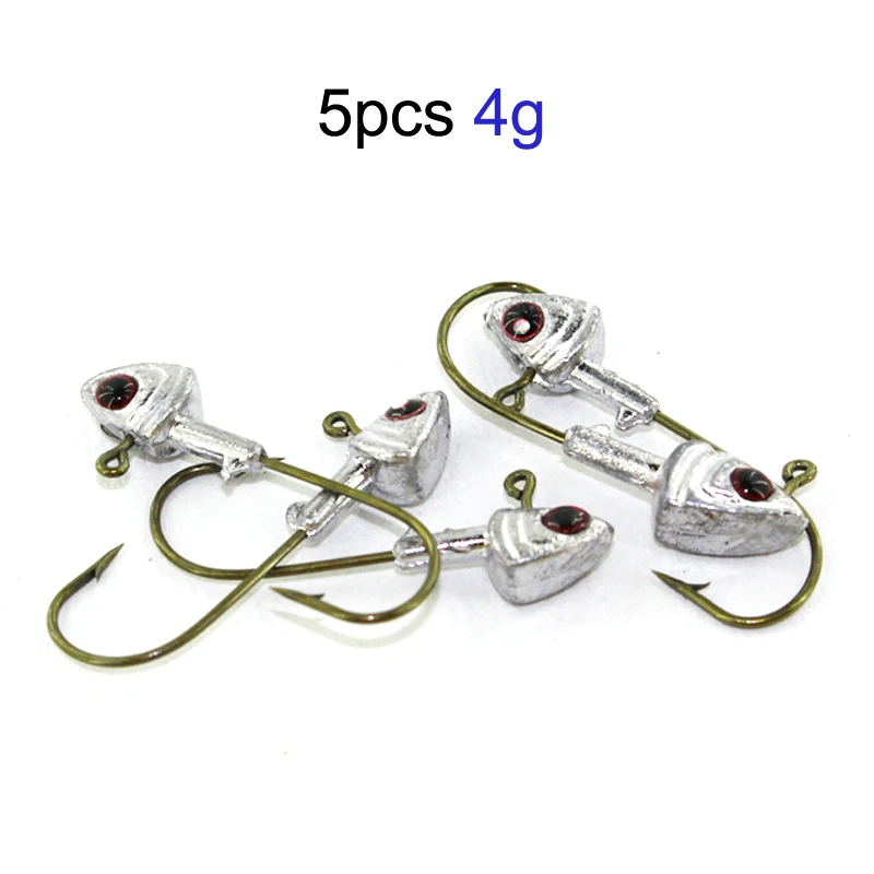Wokotip 5 шт. свинцовые рыболовные крючки 4g6g8g10g12g 3d рыболовные крючки для глаз рыбы для черного гольяна, мягкие приманки из углеродистой стали, рыболовные крючки - Цвет: 4g