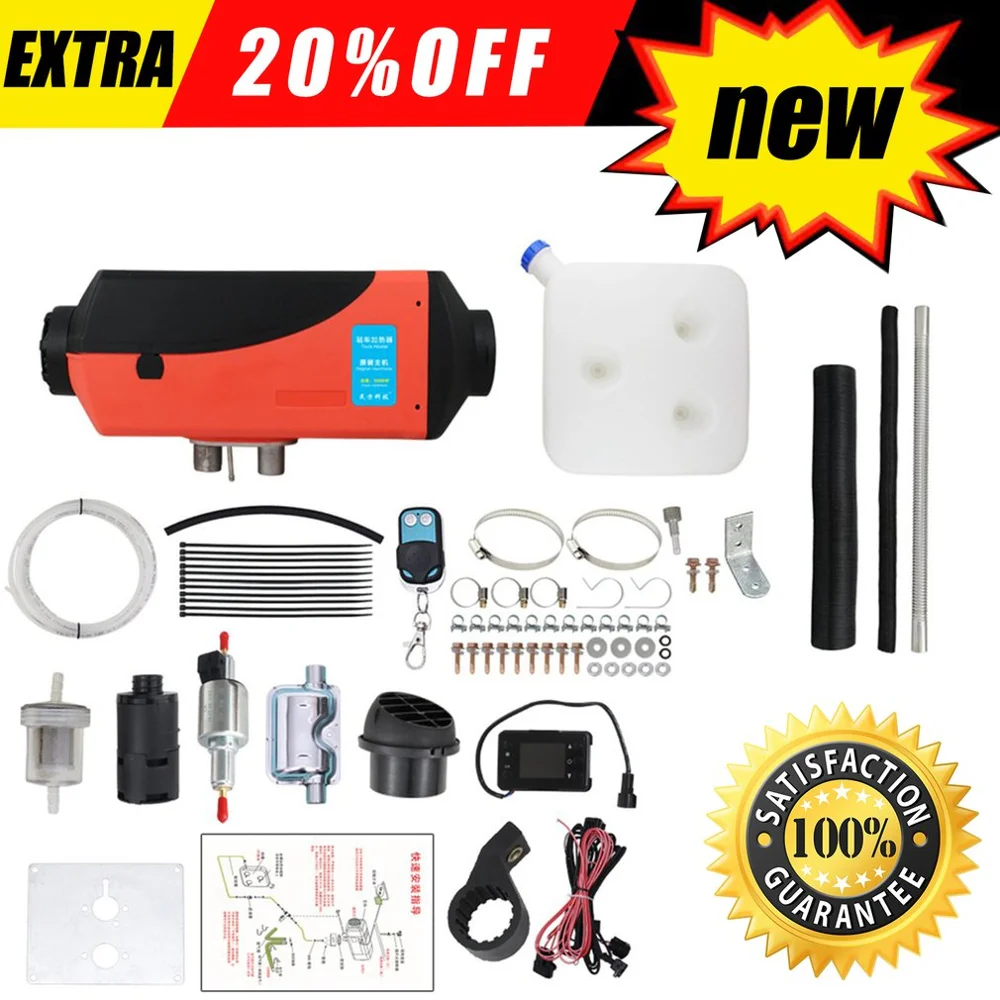 Горячая 12 В/5 кВт стояночный топливный нагреватель ЖК-дисплей с дистанционным управлением Дизельный подогреватель воздуха Универсальный стояночный топливный нагреватель - Цвет: Black Red