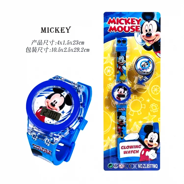 Disney Mickey Spiderman Children's Watch Cartoon Frozen Aisha Flashing Light Electronic Luminous Watch Toy Watch birthday gifts 1