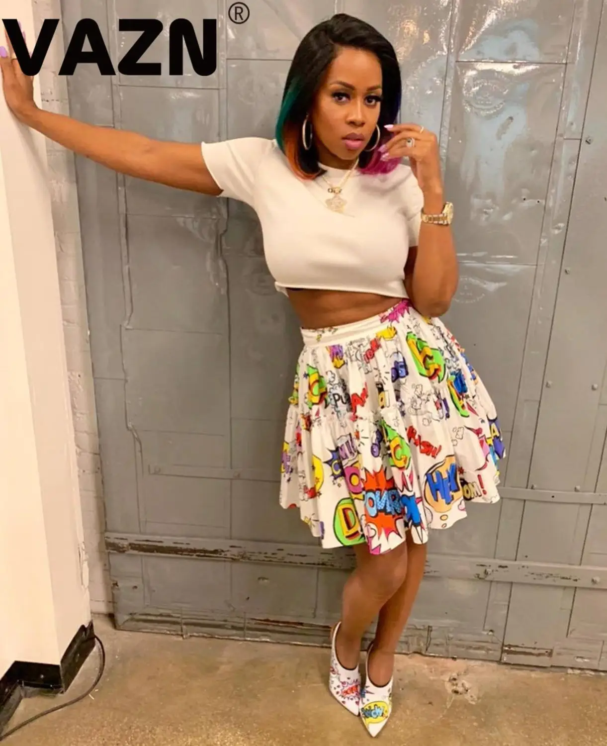 VAZN GHGL11111 Новая мода распродажа белые цвета юные плиссированные короткие юбки ночной клуб ветер мини юбки Офисная Женская юбка