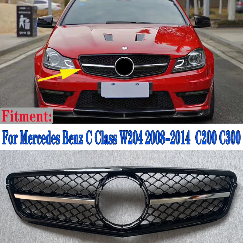AMG Style Grill For Mercedes Benz C Class W204 2008 2014 C200 C300