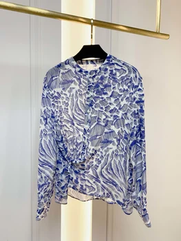 

2020 new fashion summer women shirts full sleeve illusion o-neck female blouse casual tops 0417