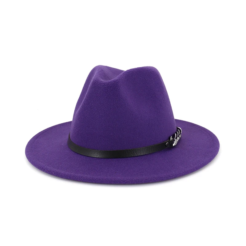 Purple FS осенне-зимняя шерстяная фетровая шляпа для женщин и мужчин, ковбойская Панама, розовая шляпа, женская модная шляпа Sombrero Mujer - Цвет: Purple