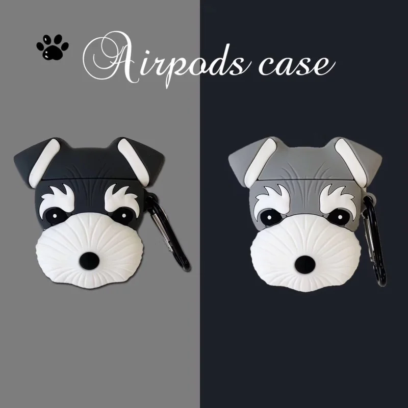 

Cute cartoon schnauzer 3d earphone protective case for airpods 2 case for Apple bluetooth headset Charging box protective case