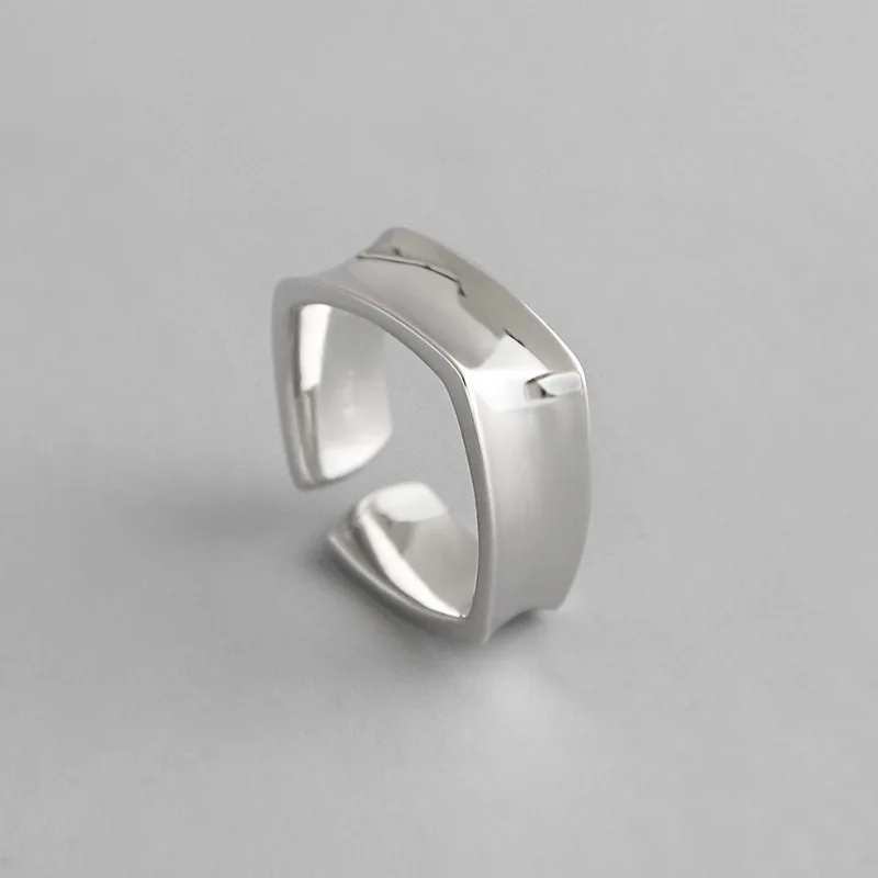 

Real Pure 925 Sterling Silver Rings for Women Geometric Adjustable Ring for Ladies Japanese Korean Fashion Jewelry Accessories