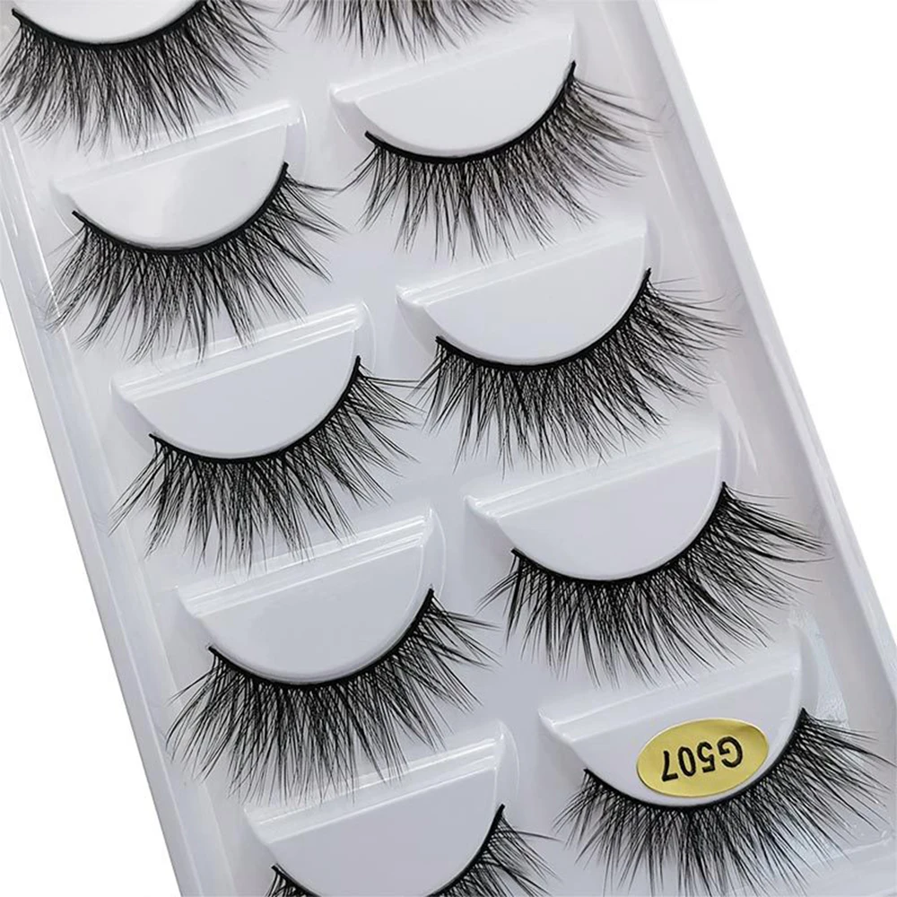 Мода 5 пар 3D Искусственные норковые накладные ресницы Wispies Fluffies Длинные Накладные ресницы из Натурального Волоса ручной работы крест-накрест Накладные ресницы