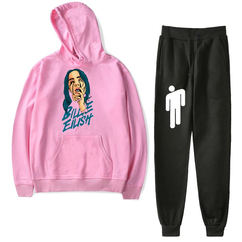 B9 Billie Eilish наборы для детской одежды из бархата, 2 шт./компл. спортивный костюм зимние толстовки с капюшоном Штаны Толстовка по доступной цене, повседневная одежда для подростков Ropa Hombre - Цвет: B9