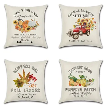 

Halloween Thanksgiving Pumpkin Decorative Cushion Cover Printed Happy Fall Yall Farm Throw Pillows Cases Home Decor