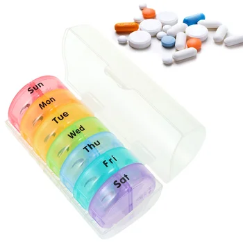 

Pillbox 7 Day Medicine Box Organizer Portable Pillbox Mini Pill Case 14 Compartments Moisture-Proof Medicine Box