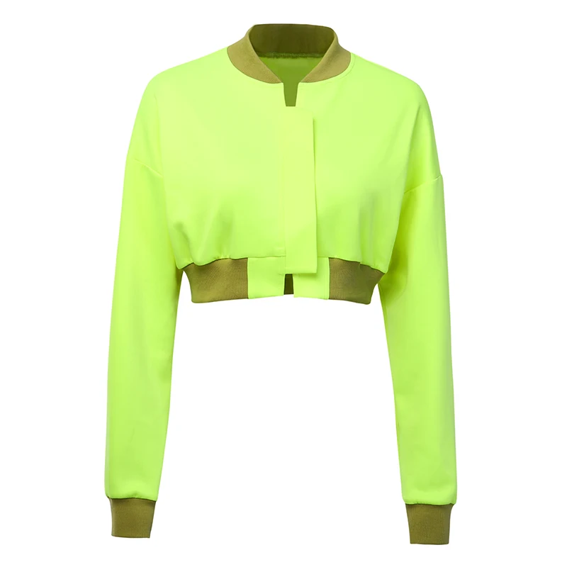 Adogirl неоновая зеленая Базовая куртка байкерское пальто осень уличная куртка-бомбер женская Лоскутная бейсбольная куртка спортивная одежда - Цвет: Цвет: желтый