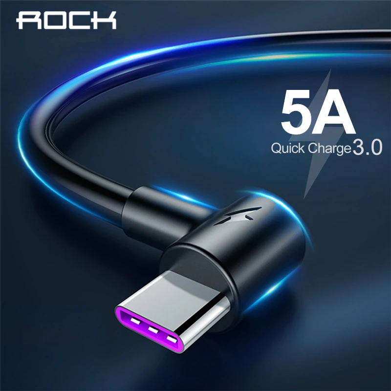 

ROCK 5A USB Type C Cable Fast Charging Data Type-C USB Charger For Huawei P30 P20 Mate 20 Pro Phone Supercharge Quick Charge 3.0