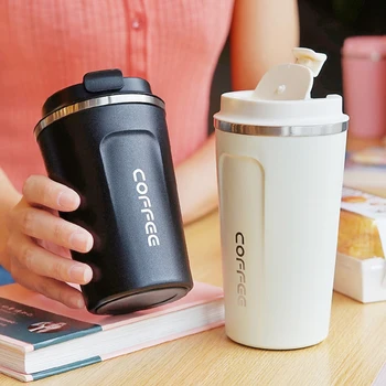 

380ml/500ml simple portable stainless steel coffee thermal cup, student female male travel home office drink water mug