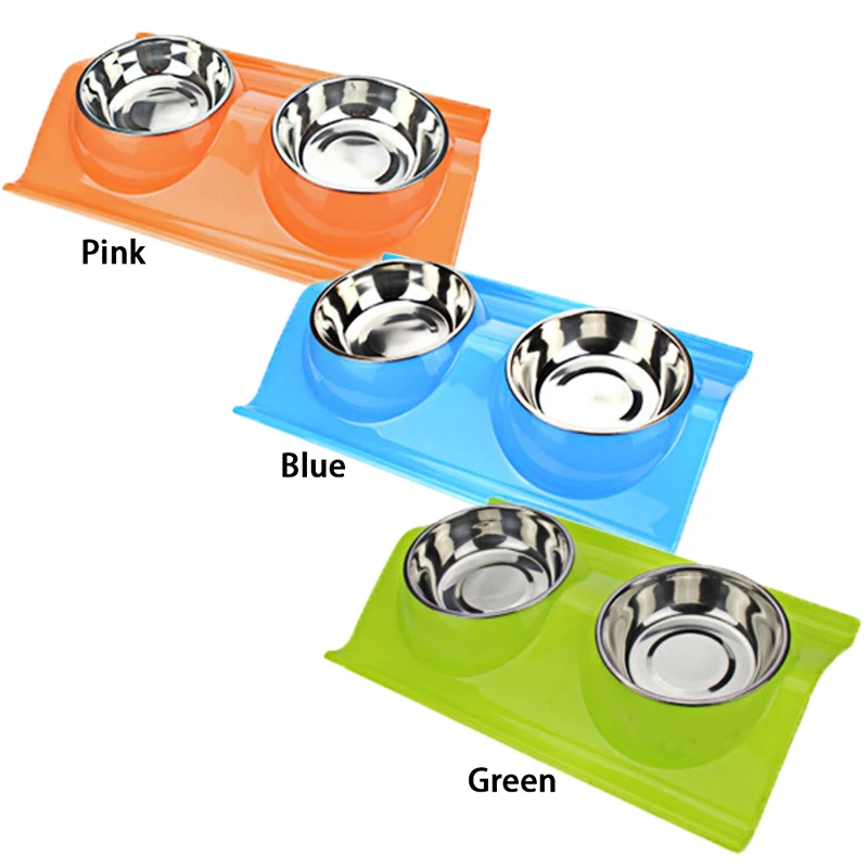 

Anti-Leakage Stainless Steel Pet Bowl Double Food Water Feeding Pet Bowl Non Slip Dish Bowl For Dog Puppy Kitten